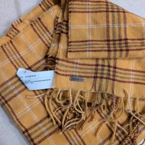 Yellow Plaid Fringe Scarf